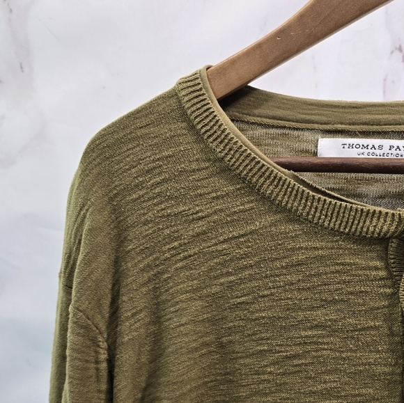 Thomas Payne Shirt Mens Large Pea Green Thermal Long Sleeve Henley Button - Picture 2 of 10